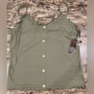 No Boundaries Sage Green Button-Front Camisole